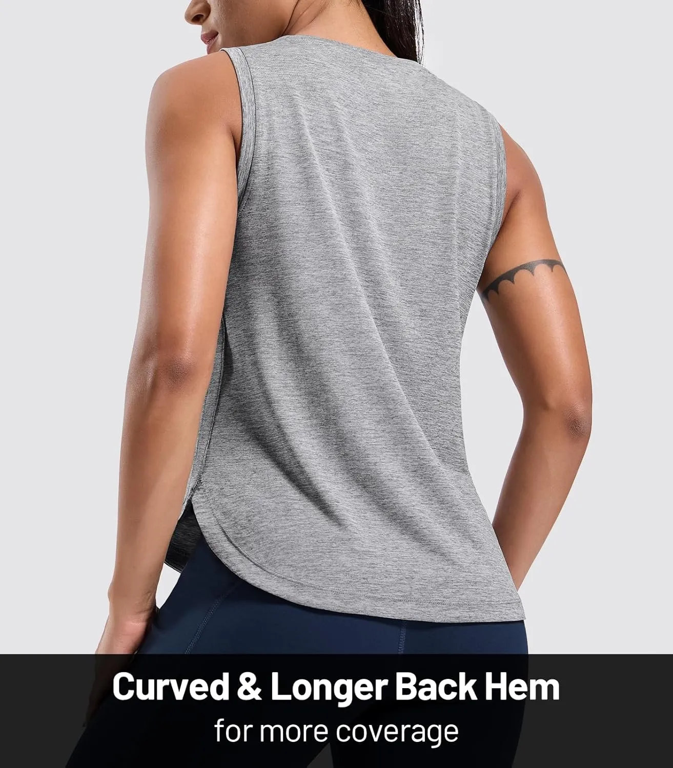 MIER Womens Dry Fit Workout Tank Tops Loose Fit Sleeveless Athletic Running Shirts Tennis Gym Exercise Tops, Curved Hem
