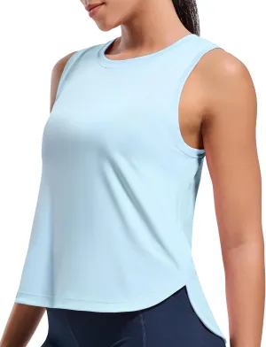 MIER Womens Dry Fit Workout Tank Tops Loose Fit Sleeveless Athletic Running Shirts Tennis Gym Exercise Tops, Curved Hem