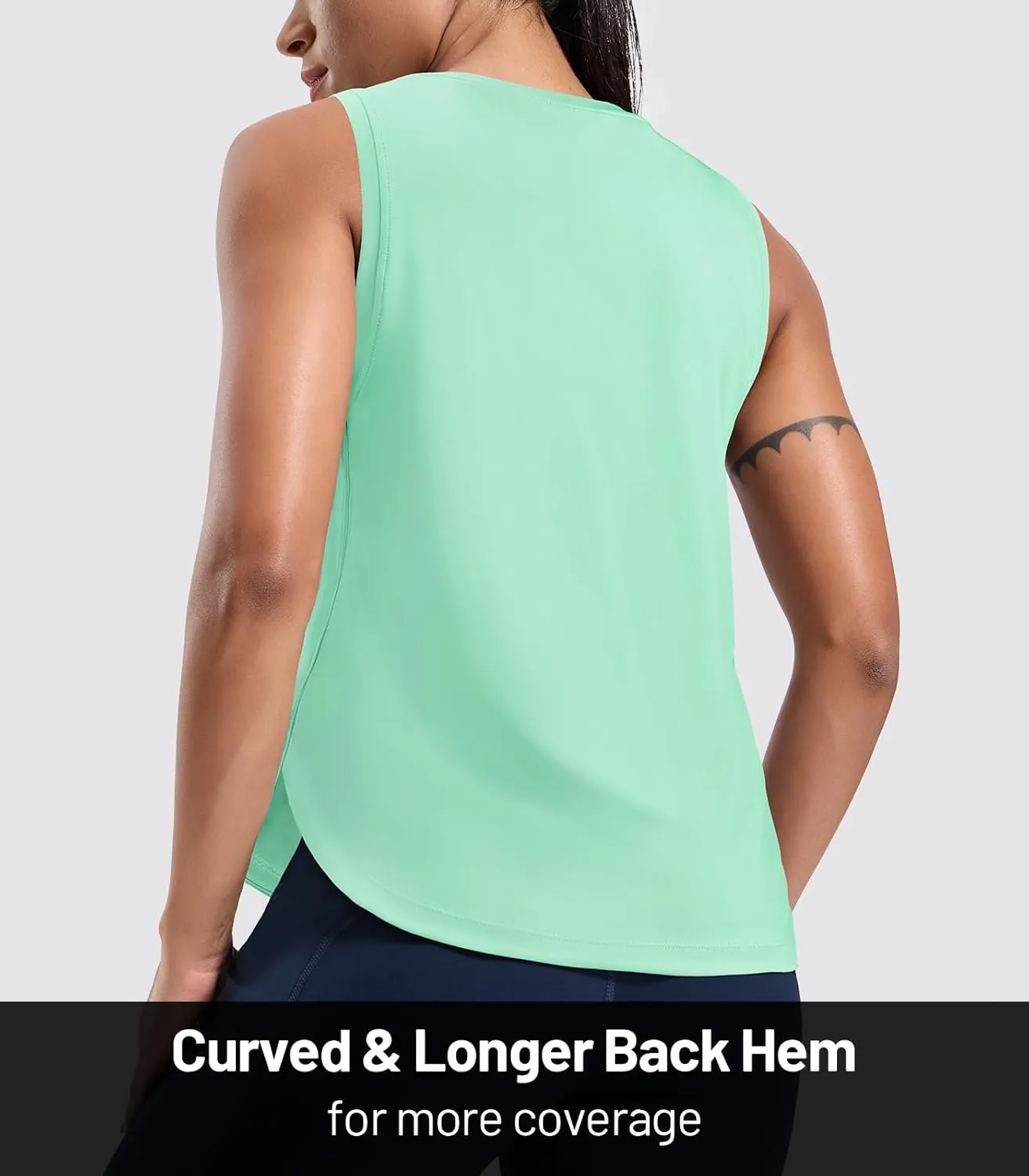 MIER Womens Dry Fit Workout Tank Tops Loose Fit Sleeveless Athletic Running Shirts Tennis Gym Exercise Tops, Curved Hem