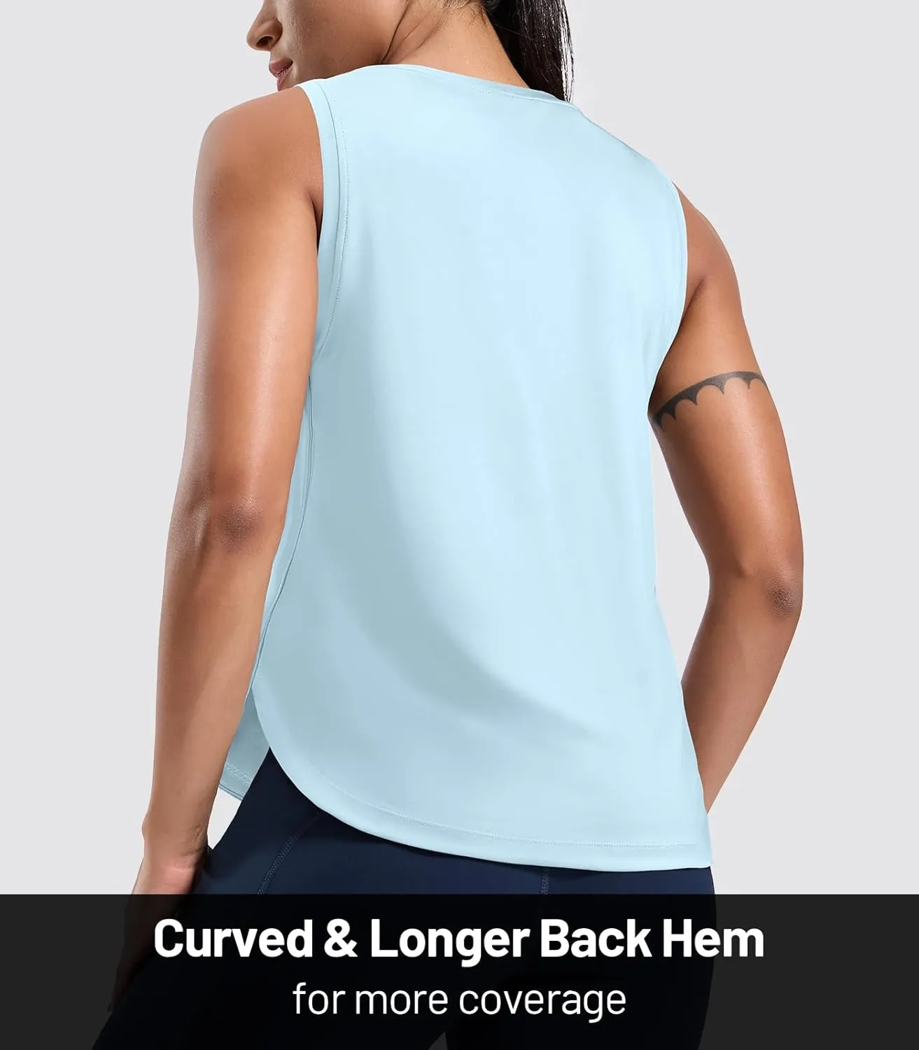 MIER Womens Dry Fit Workout Tank Tops Loose Fit Sleeveless Athletic Running Shirts Tennis Gym Exercise Tops, Curved Hem