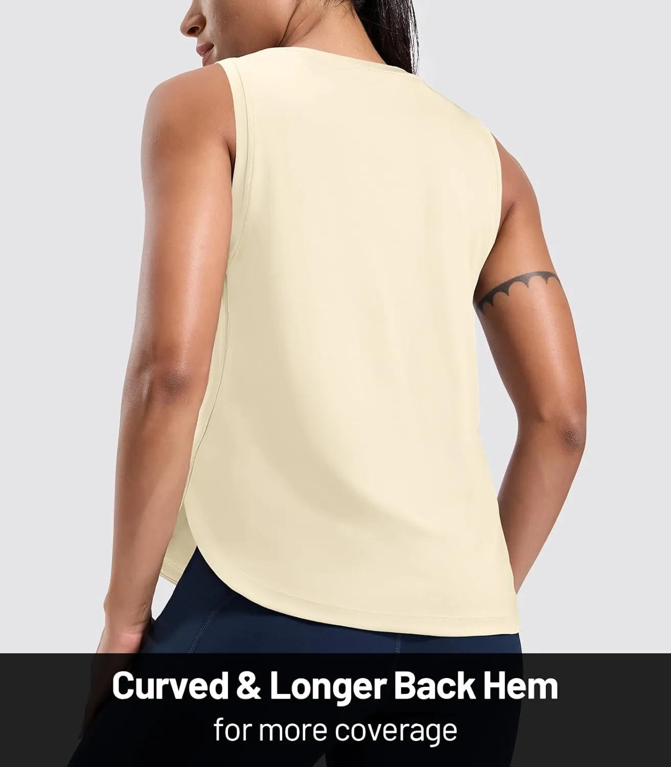 MIER Womens Dry Fit Workout Tank Tops Loose Fit Sleeveless Athletic Running Shirts Tennis Gym Exercise Tops, Curved Hem