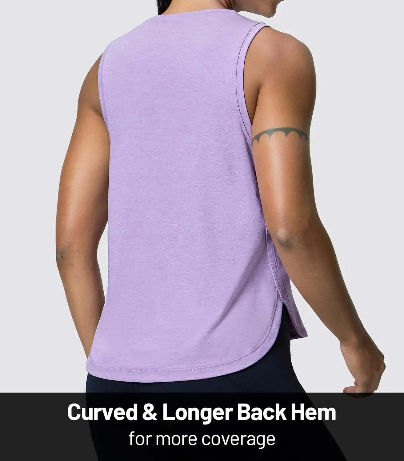 MIER Womens Dry Fit Workout Tank Tops Loose Fit Sleeveless Athletic Running Shirts Tennis Gym Exercise Tops, Curved Hem