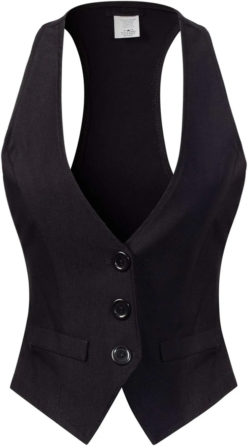 MixMatchy Women's Dressy Casual Suit Vest Waistcoat Uniform Tuxedo Vest Jacket