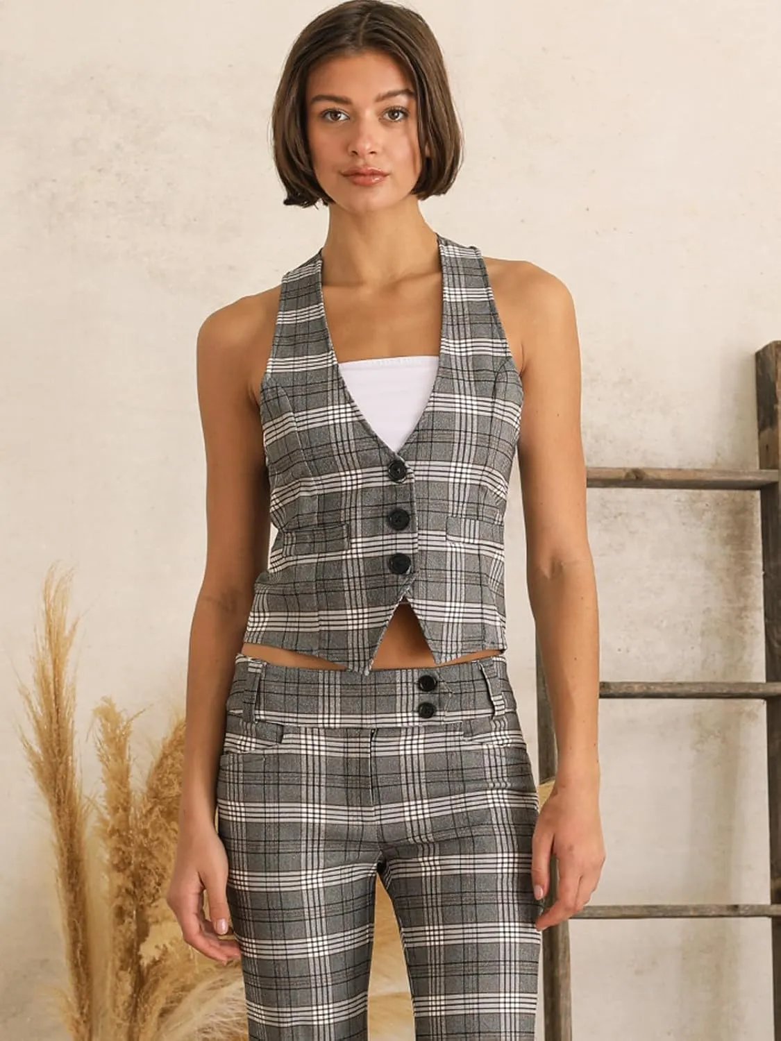 MixMatchy Women's Dressy Casual Suit Vest Waistcoat Uniform Tuxedo Vest Jacket
