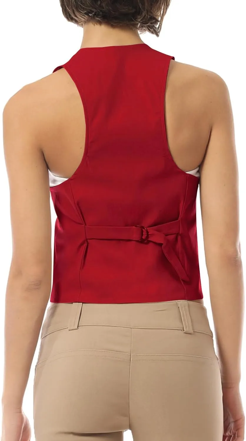 MixMatchy Women's Dressy Casual Suit Vest Waistcoat Uniform Tuxedo Vest Jacket