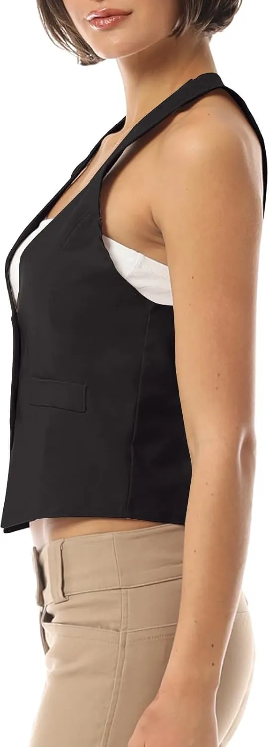 MixMatchy Women's Dressy Casual Suit Vest Waistcoat Uniform Tuxedo Vest Jacket