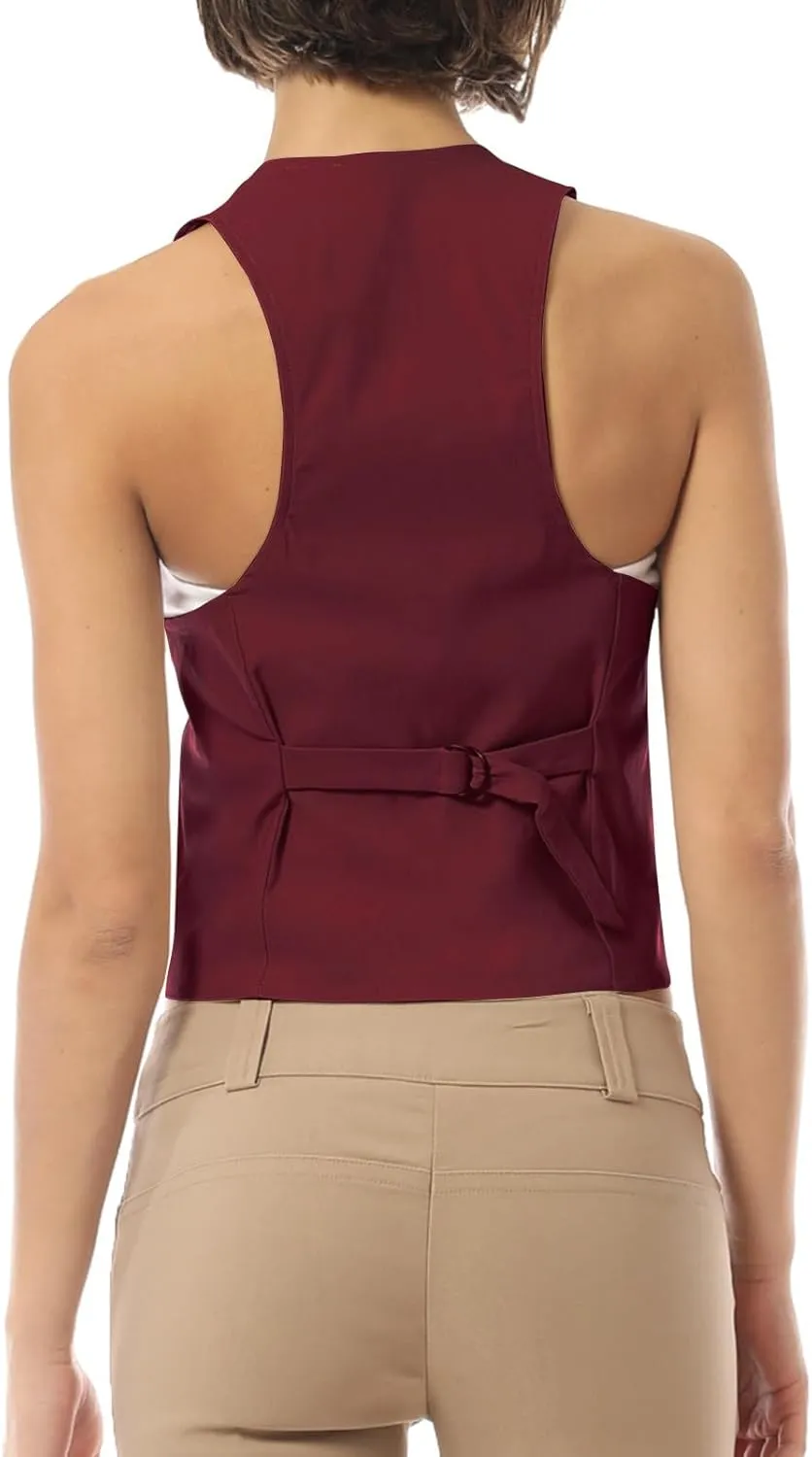 MixMatchy Women's Dressy Casual Suit Vest Waistcoat Uniform Tuxedo Vest Jacket