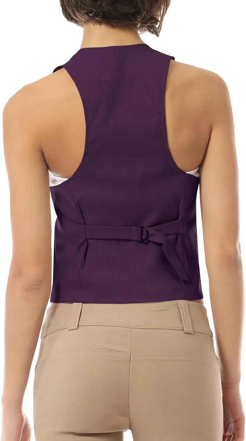 MixMatchy Women's Dressy Casual Suit Vest Waistcoat Uniform Tuxedo Vest Jacket