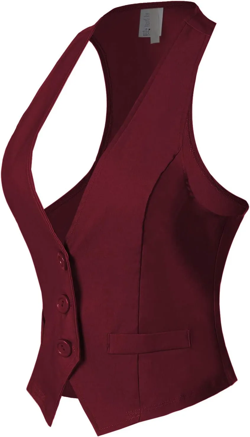 MixMatchy Women's Dressy Casual Suit Vest Waistcoat Uniform Tuxedo Vest Jacket