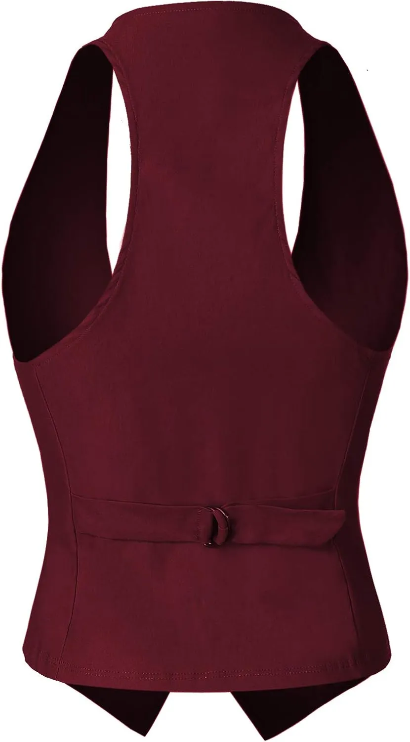 MixMatchy Women's Dressy Casual Suit Vest Waistcoat Uniform Tuxedo Vest Jacket