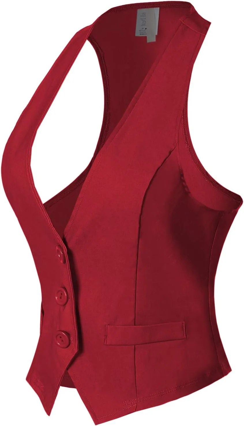 MixMatchy Women's Dressy Casual Suit Vest Waistcoat Uniform Tuxedo Vest Jacket