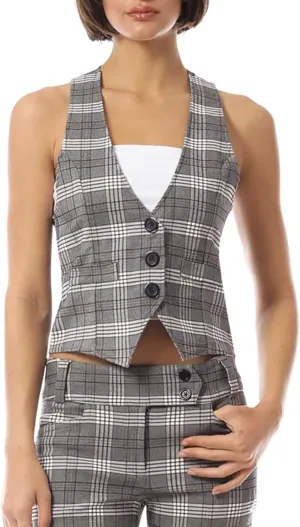MixMatchy Women's Dressy Casual Suit Vest Waistcoat Uniform Tuxedo Vest Jacket