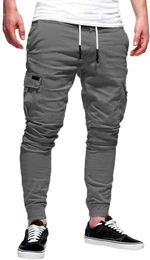 NATHGAM Fashion Mens Casual Pants Slim Fit Chino Pants Training Trousers Drawstring Jogger Pants Outdoor Cargo Pant Sweatpant