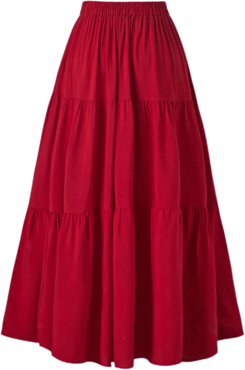OSTOO Women's Summer Long Flowy Renaissance Skirt with Pockets - Boho High Waist A-Line Maxi Skirt