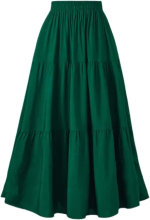 OSTOO Women's Summer Long Flowy Renaissance Skirt with Pockets - Boho High Waist A-Line Maxi Skirt