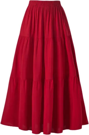 OSTOO Women's Summer Long Flowy Renaissance Skirt with Pockets - Boho High Waist A-Line Maxi Skirt