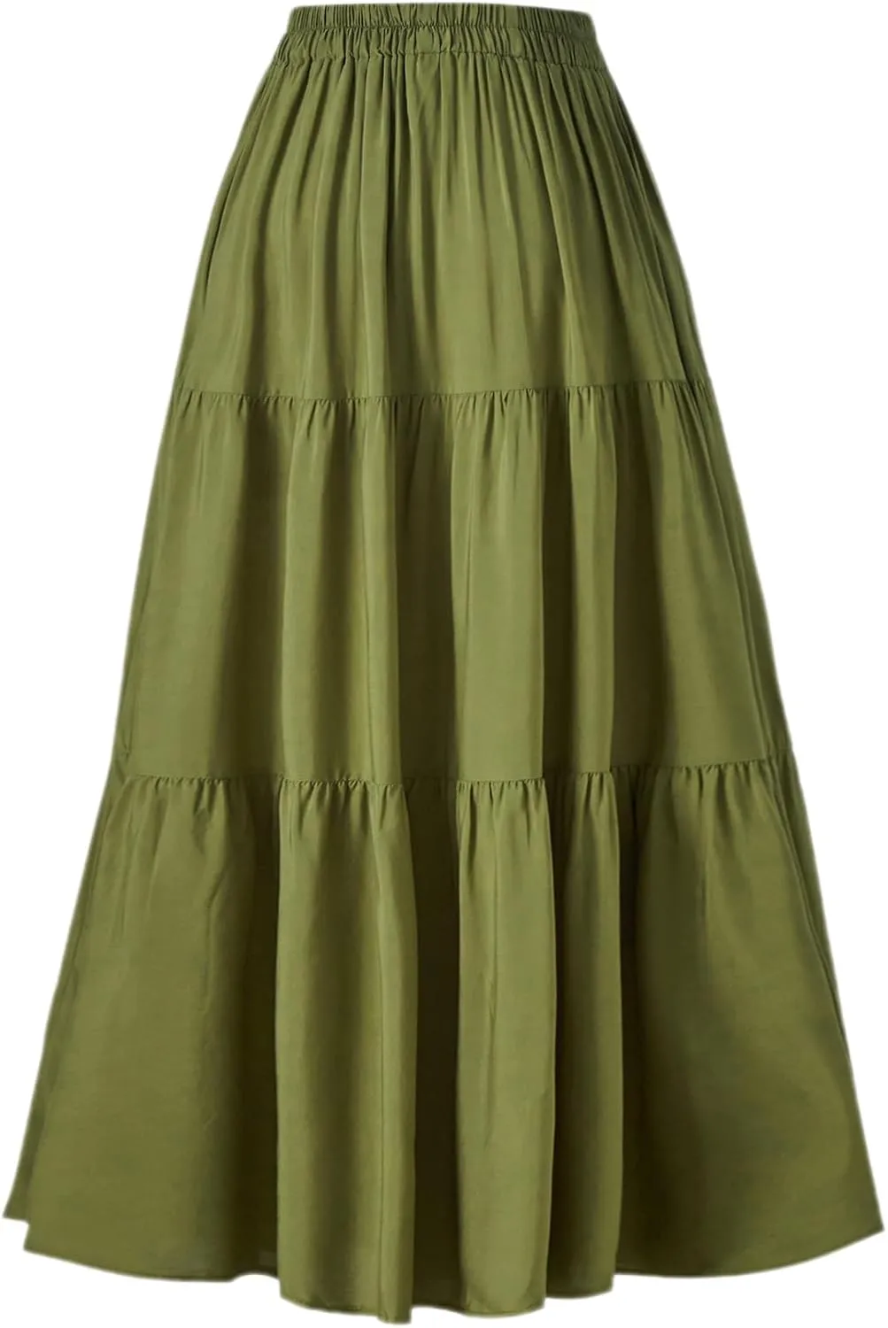 OSTOO Women's Summer Long Flowy Renaissance Skirt with Pockets - Boho High Waist A-Line Maxi Skirt