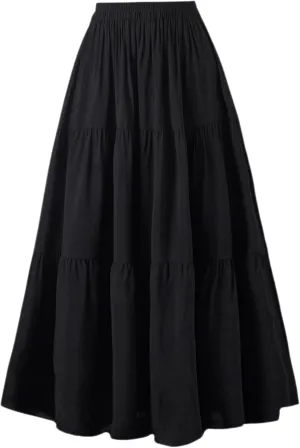 OSTOO Women's Summer Long Flowy Renaissance Skirt with Pockets - Boho High Waist A-Line Maxi Skirt