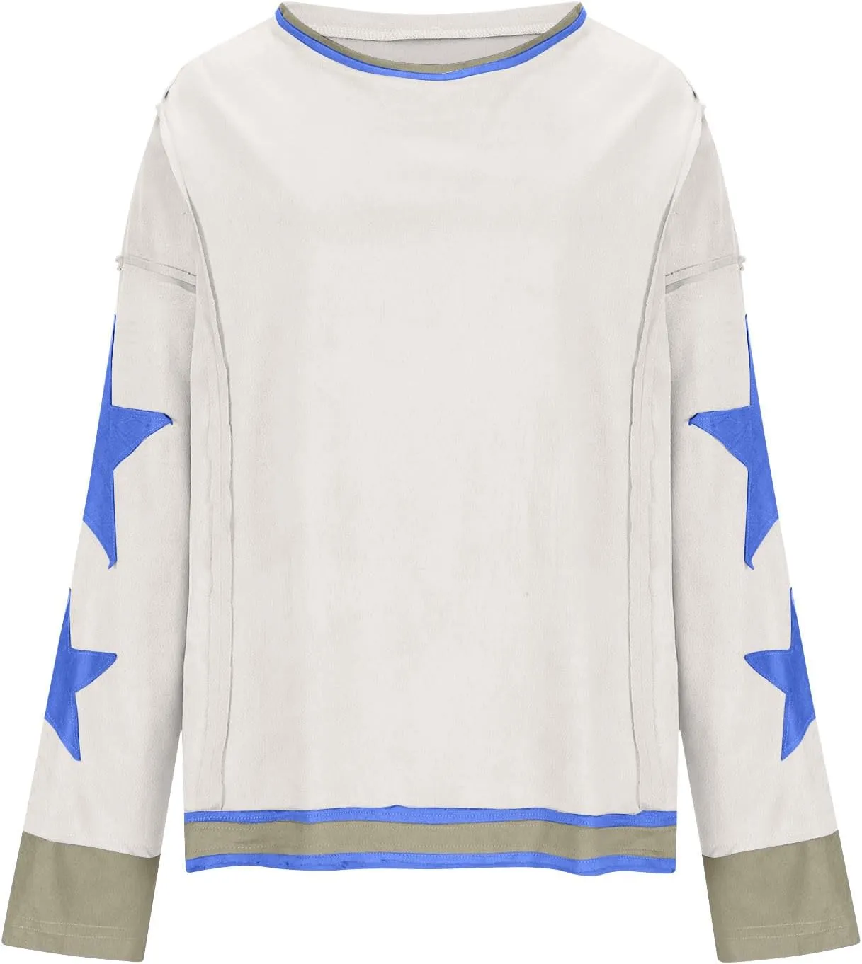 Oversized Star Sweatshirts For Women Fall Fashion 2024 Graphic Long Sleeve Crewneck Drop Shoulder Pullover Tops