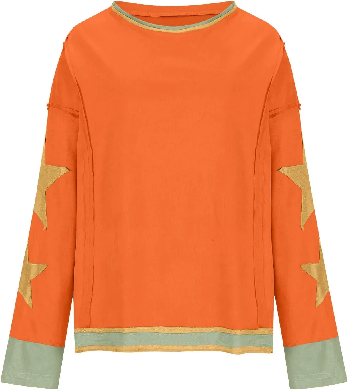 Oversized Star Sweatshirts For Women Fall Fashion 2024 Graphic Long Sleeve Crewneck Drop Shoulder Pullover Tops