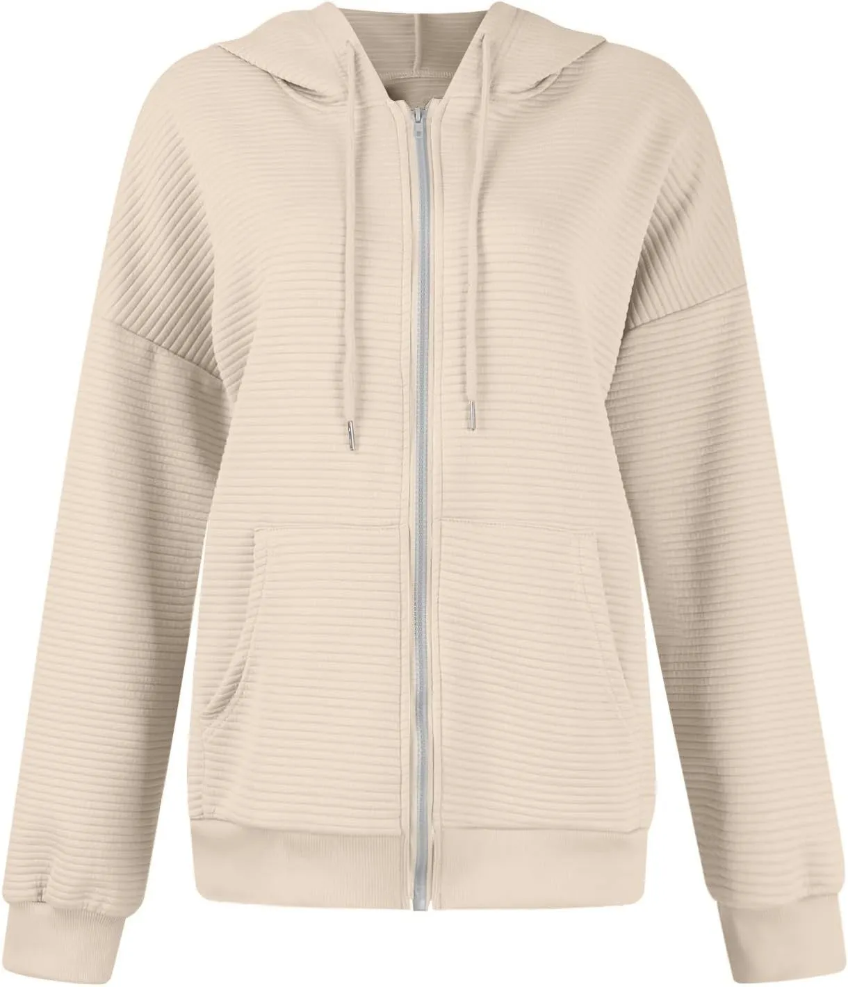 Oversized Zip Up Hoodie Women Long Sleeve Hooded Preppy Sweatshirts with Pockets Casual Jacket Y2k Fall Outfits 2024