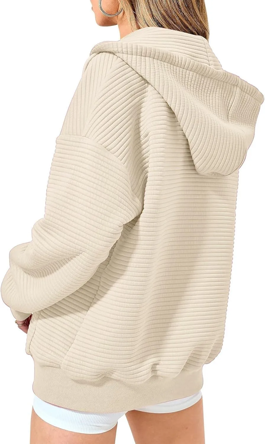 Oversized Zip Up Hoodie Women Long Sleeve Hooded Preppy Sweatshirts with Pockets Casual Jacket Y2k Fall Outfits 2024