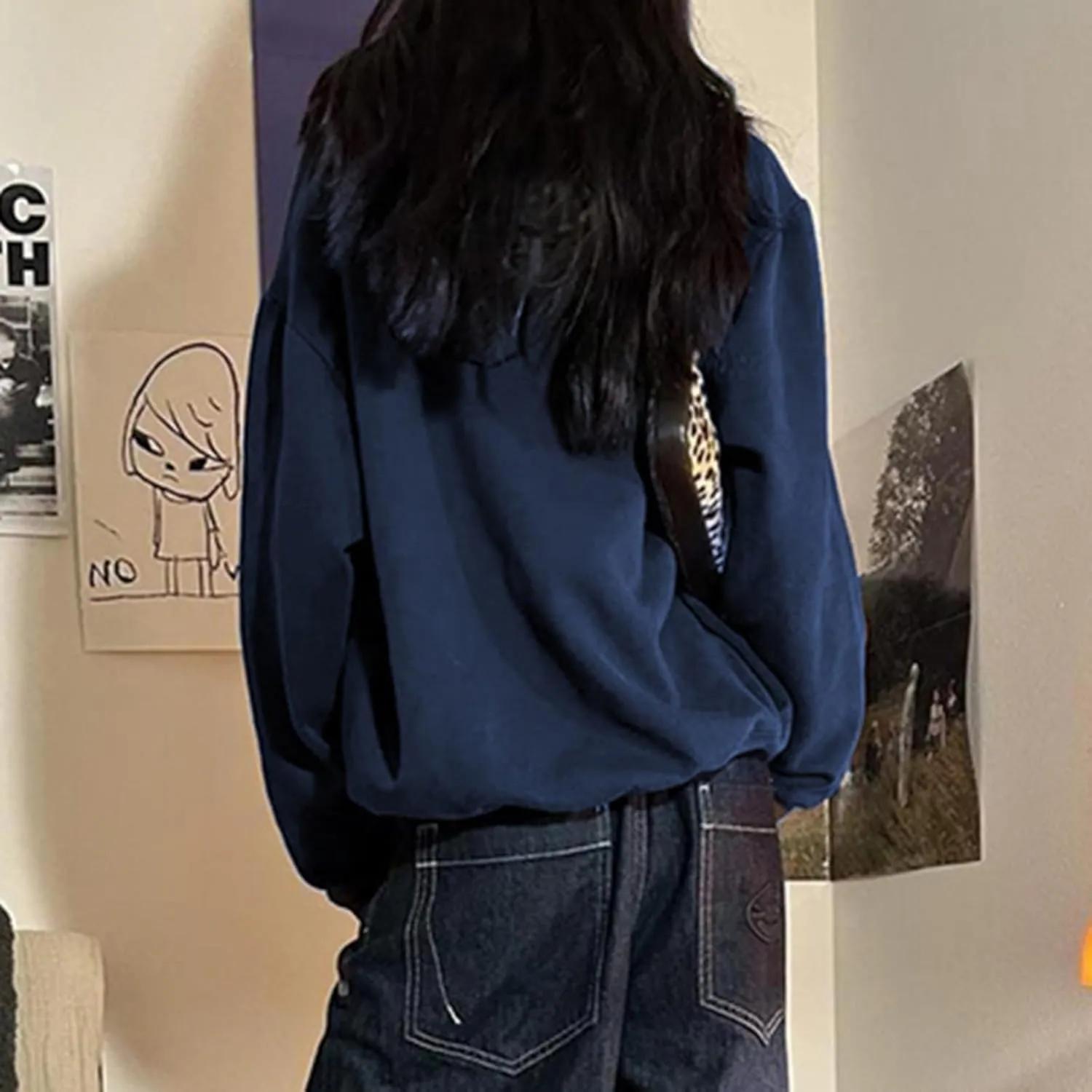 Oversized Zip Up Hoodie Women Number 06 Graphic Hooded Sweatshirt Y2k Jacket Streetwear for Fall Winter 2024