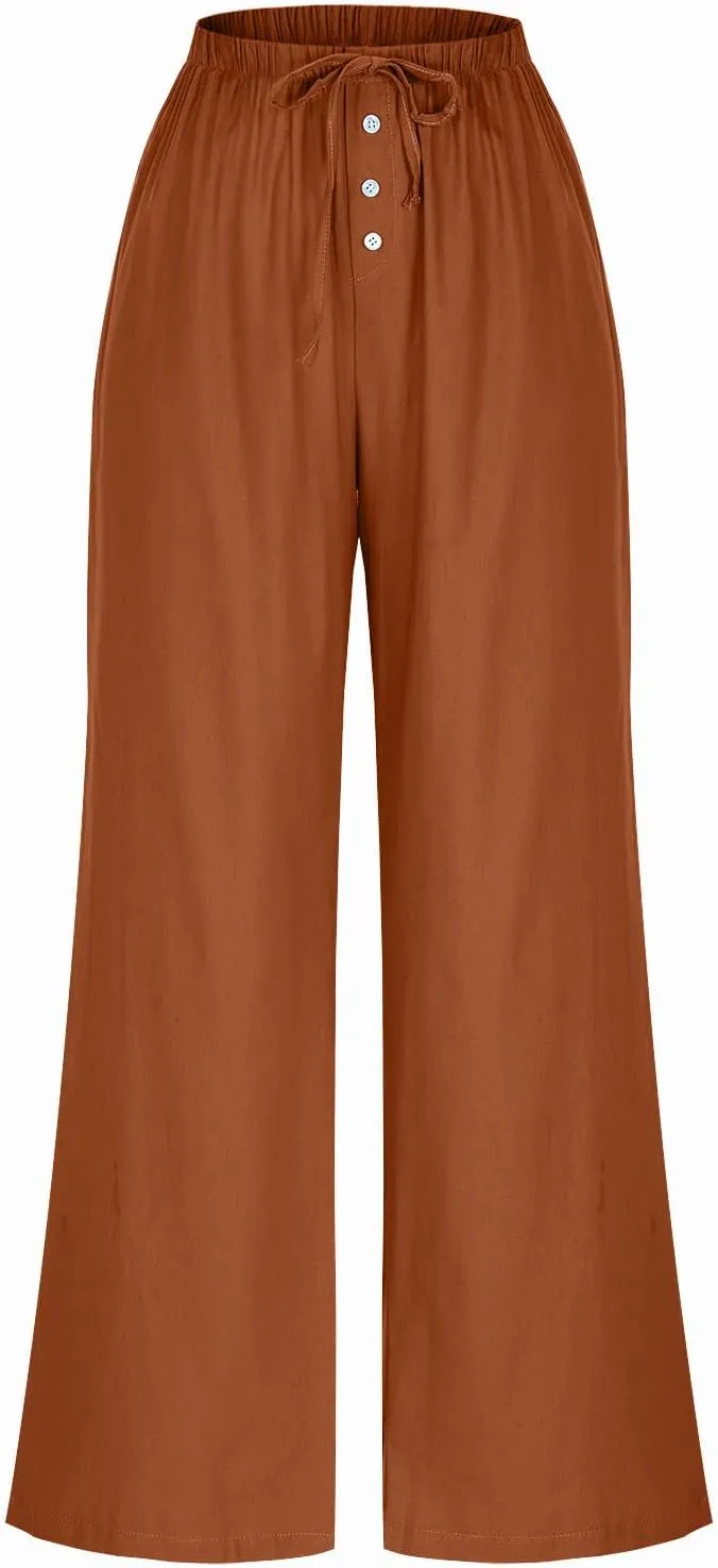Palazzo Pants for Women,High Waisted Wide Leg Pants Woman Summer Flowy Drawstring Business Casual Trendy Trousers