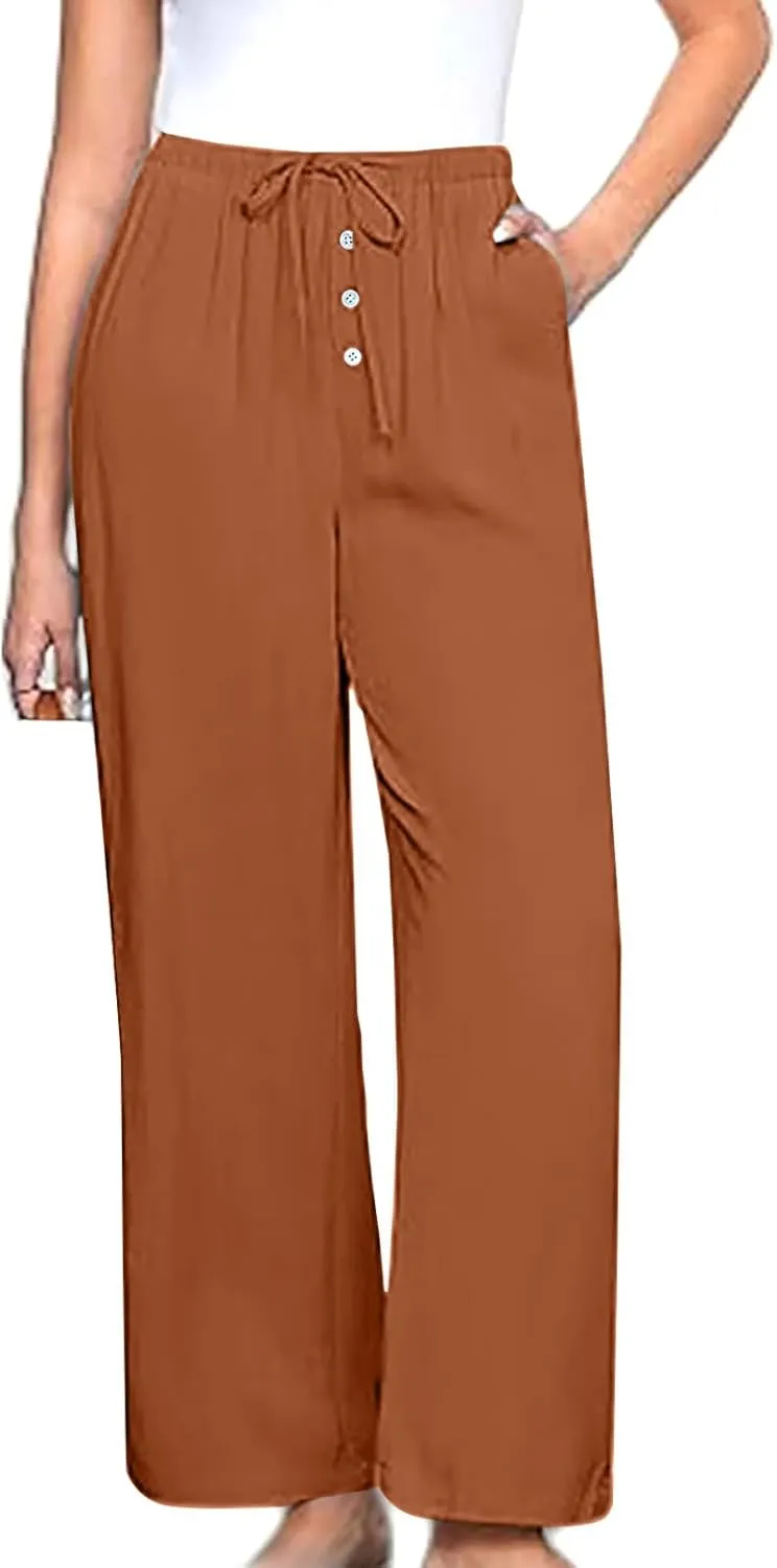 Palazzo Pants for Women,High Waisted Wide Leg Pants Woman Summer Flowy Drawstring Business Casual Trendy Trousers