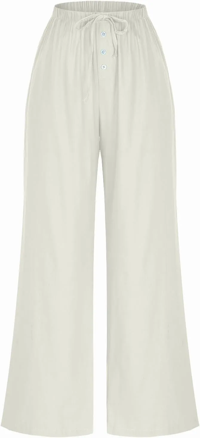 Palazzo Pants for Women,High Waisted Wide Leg Pants Woman Summer Flowy Drawstring Business Casual Trendy Trousers