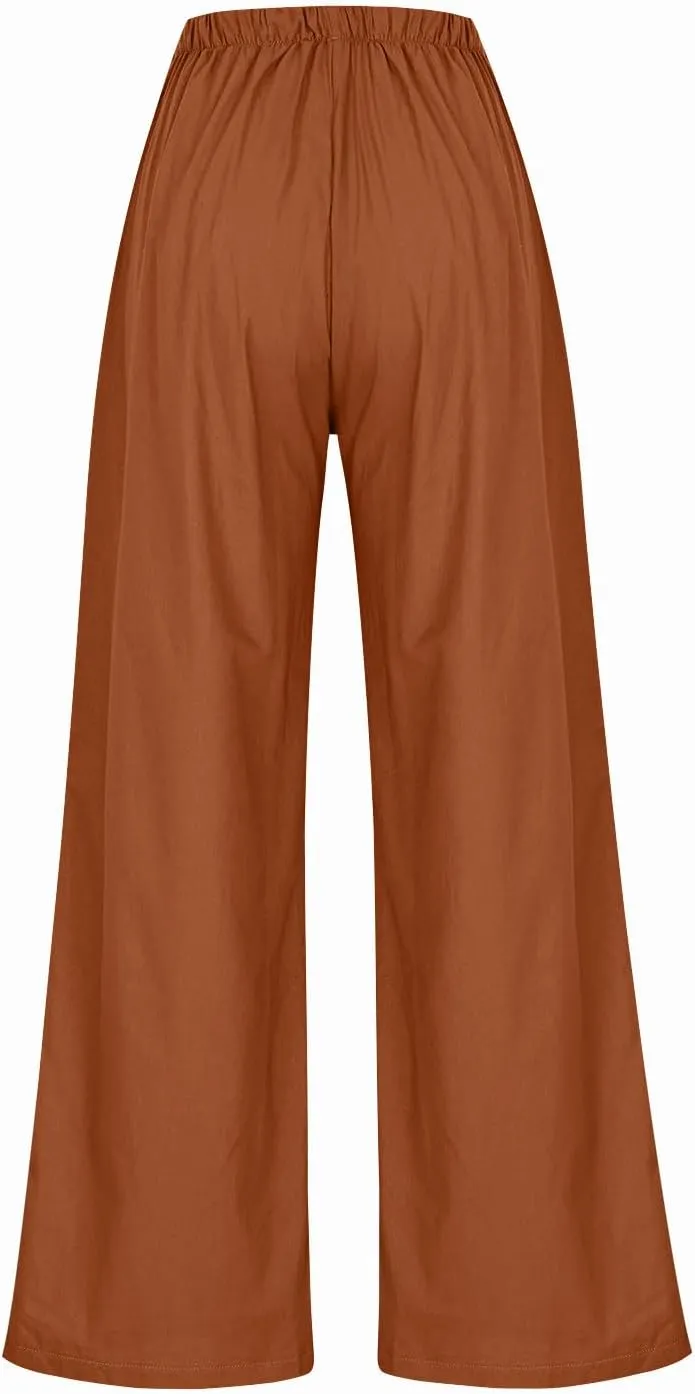 Palazzo Pants for Women,High Waisted Wide Leg Pants Woman Summer Flowy Drawstring Business Casual Trendy Trousers
