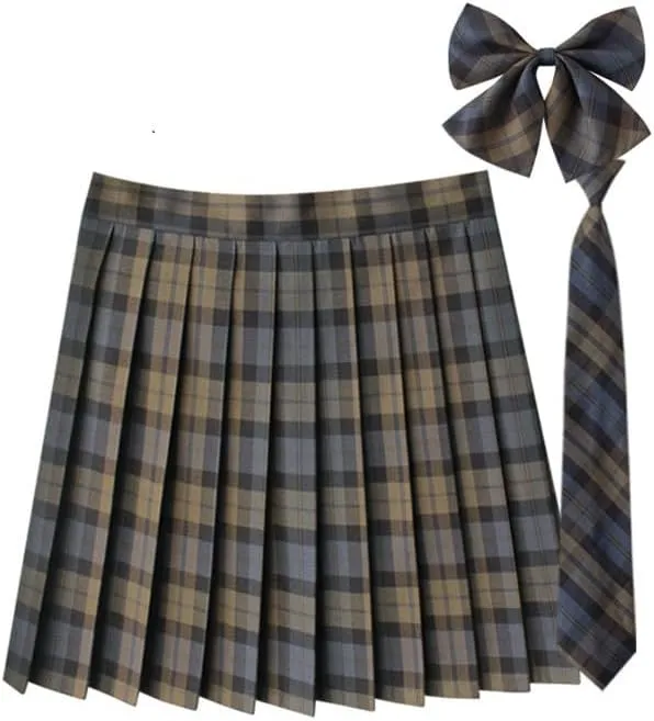 Plaid Skirts for Women Fashion Pleated Swing Skirts Y2K Going Out Skirt High Waisted Skirts Tie and Bow Tie 3 Pack