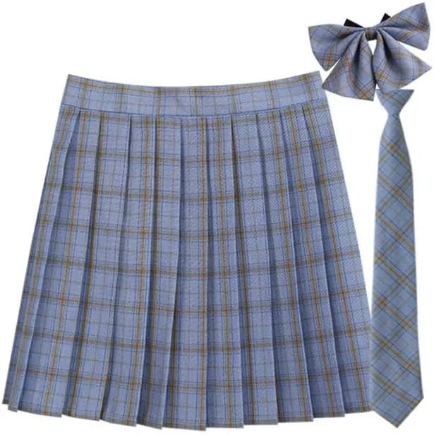 Plaid Skirts for Women Fashion Pleated Swing Skirts Y2K Going Out Skirt High Waisted Skirts Tie and Bow Tie 3 Pack