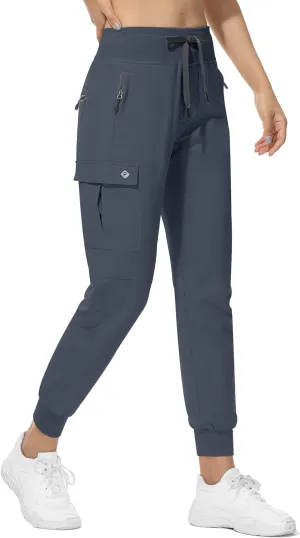 RlaGed Womens Cargo Hiking Pants Lightweight Joggers Quick Dry Water Resistant Outdoor Fishing UPF 50 Zipper Pockets