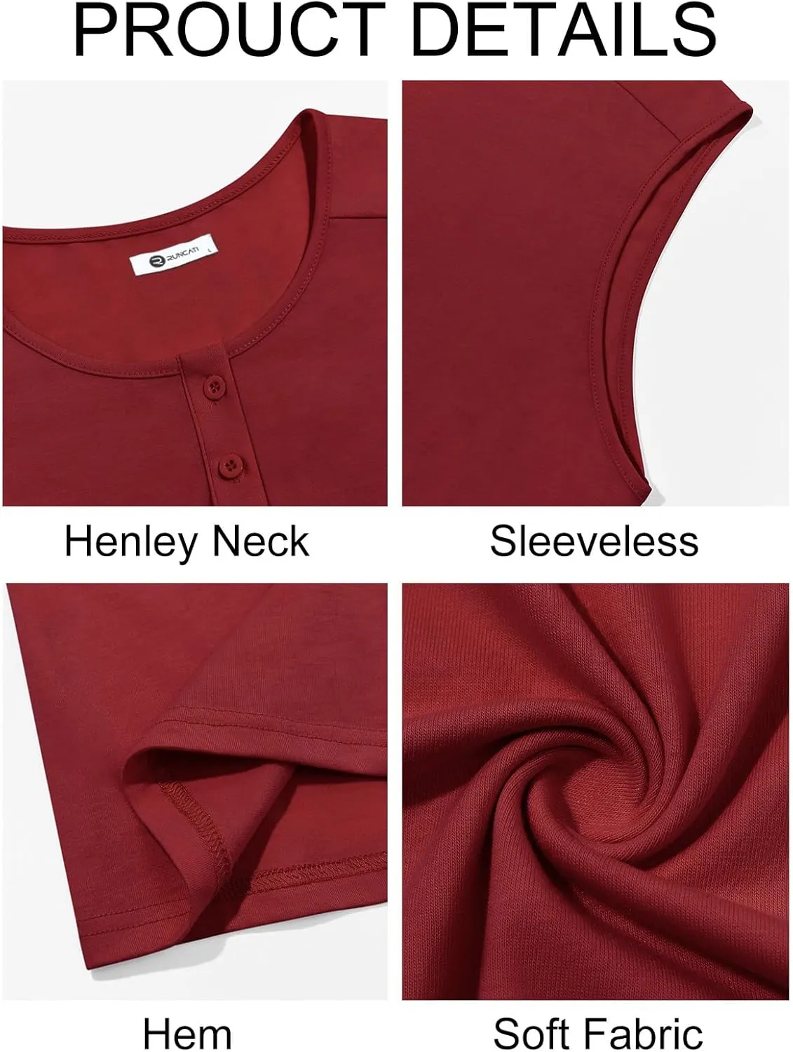 Runcati Mens Muscle Tank Tops Sleeveless Workout Gym Slim Fit Henley Shirt Casual Basic Summer Beach Tops