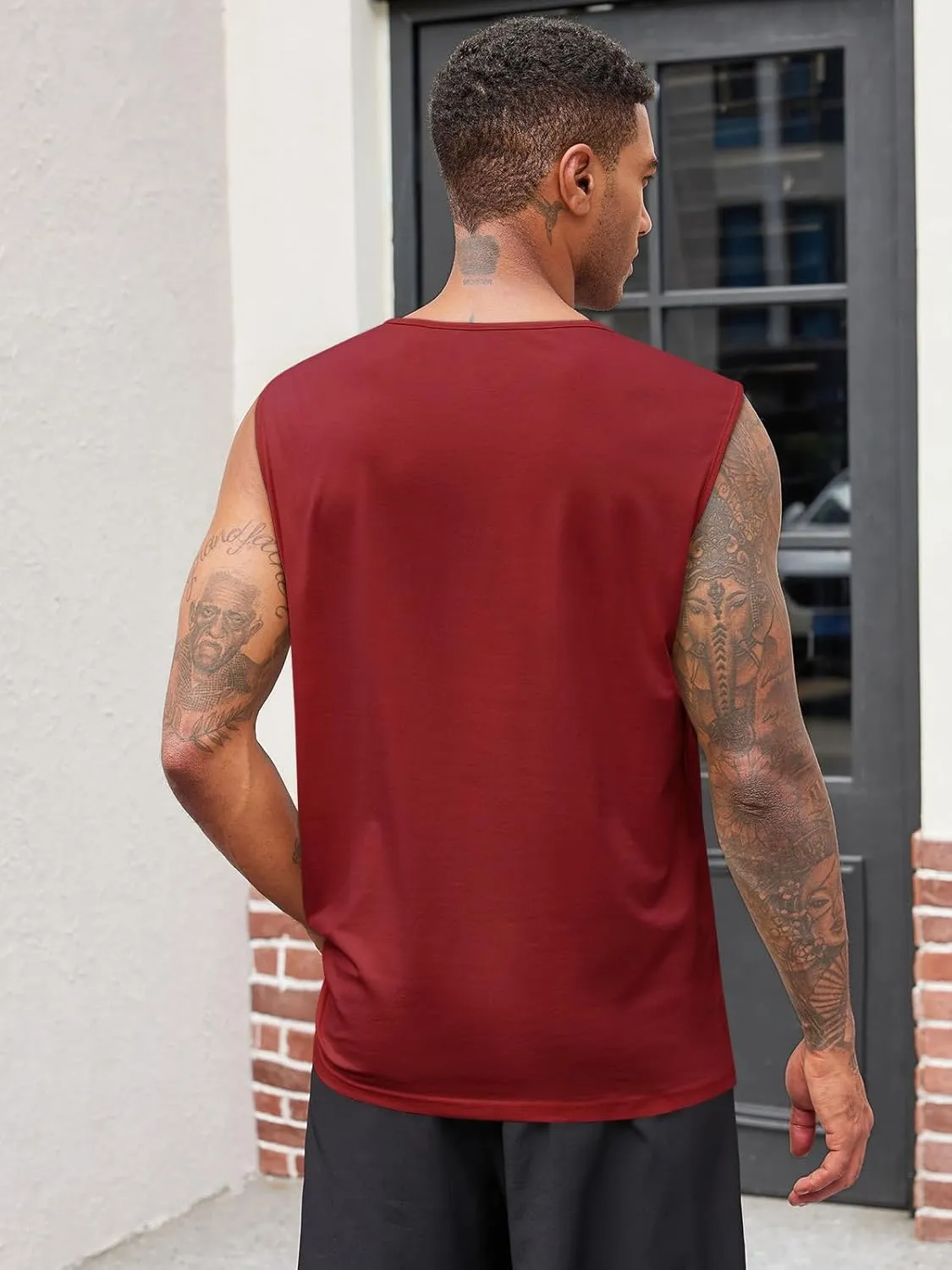 Runcati Mens Muscle Tank Tops Sleeveless Workout Gym Slim Fit Henley Shirt Casual Basic Summer Beach Tops