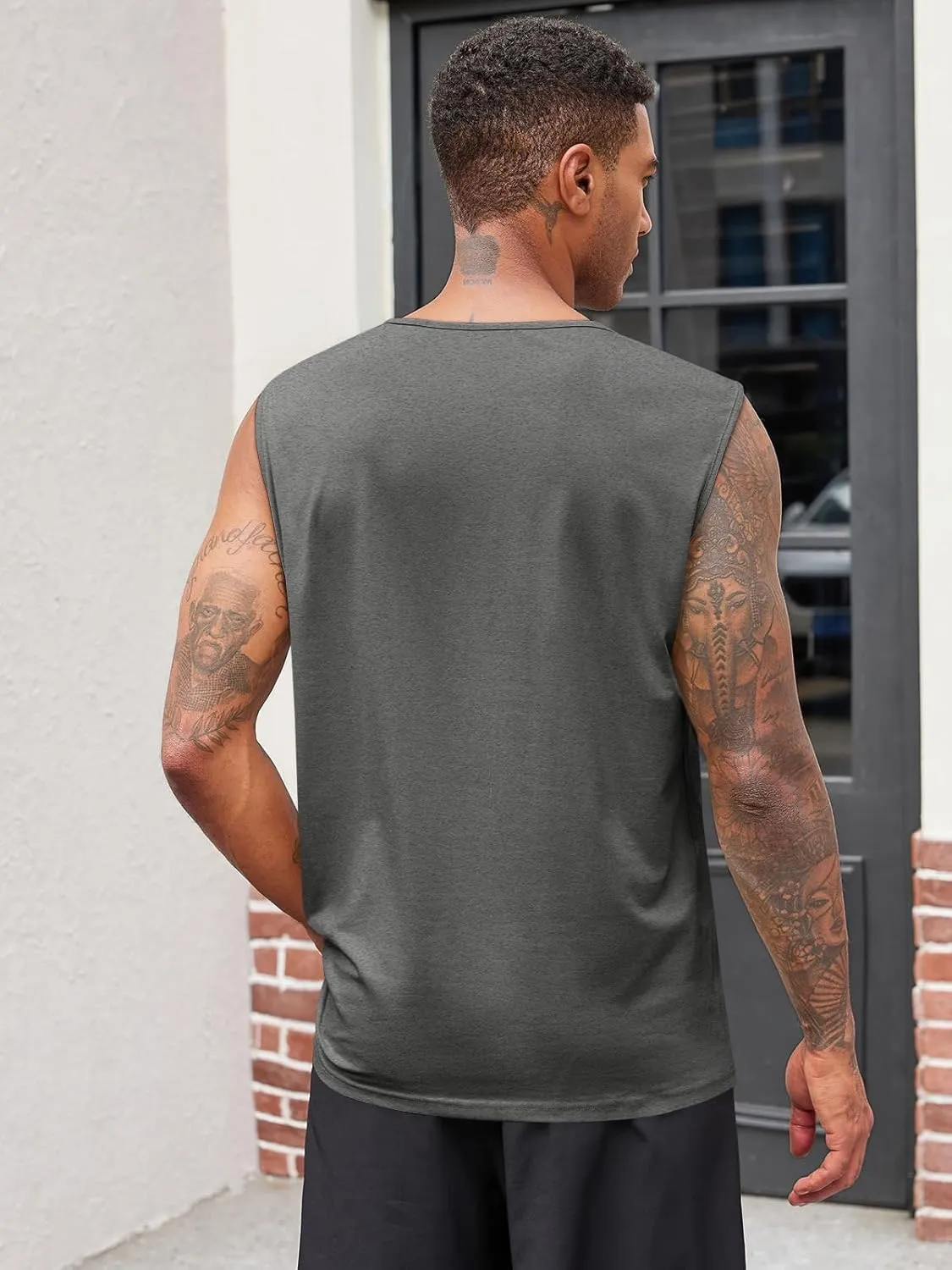 Runcati Mens Muscle Tank Tops Sleeveless Workout Gym Slim Fit Henley Shirt Casual Basic Summer Beach Tops