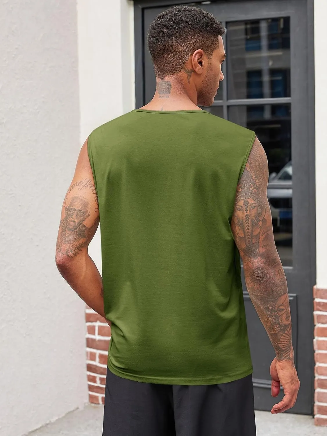 Runcati Mens Muscle Tank Tops Sleeveless Workout Gym Slim Fit Henley Shirt Casual Basic Summer Beach Tops