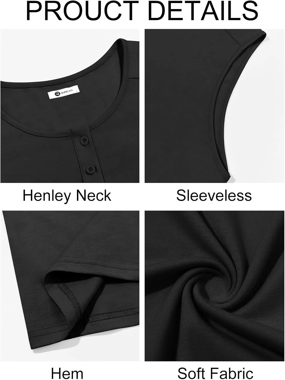 Runcati Mens Muscle Tank Tops Sleeveless Workout Gym Slim Fit Henley Shirt Casual Basic Summer Beach Tops