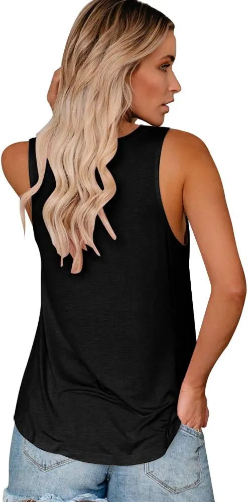 SAUKOLE Women's Sleeveless Tank Tops Yoga Workout Shirts Cute Printed Loose Fit Running T-Shirt