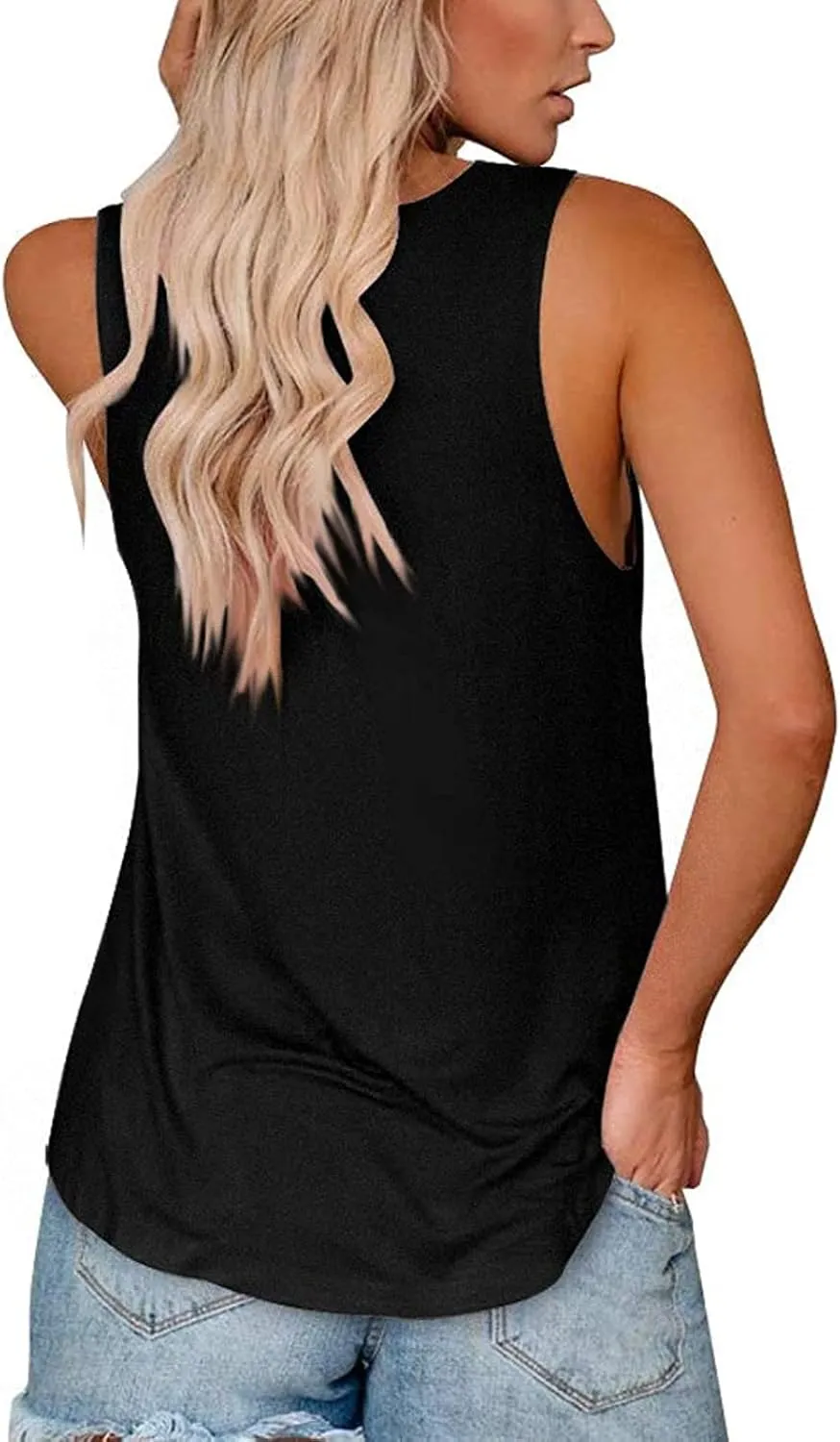 SAUKOLE Women's Sleeveless Tank Tops Yoga Workout Shirts Cute Printed Loose Fit Running T-Shirt