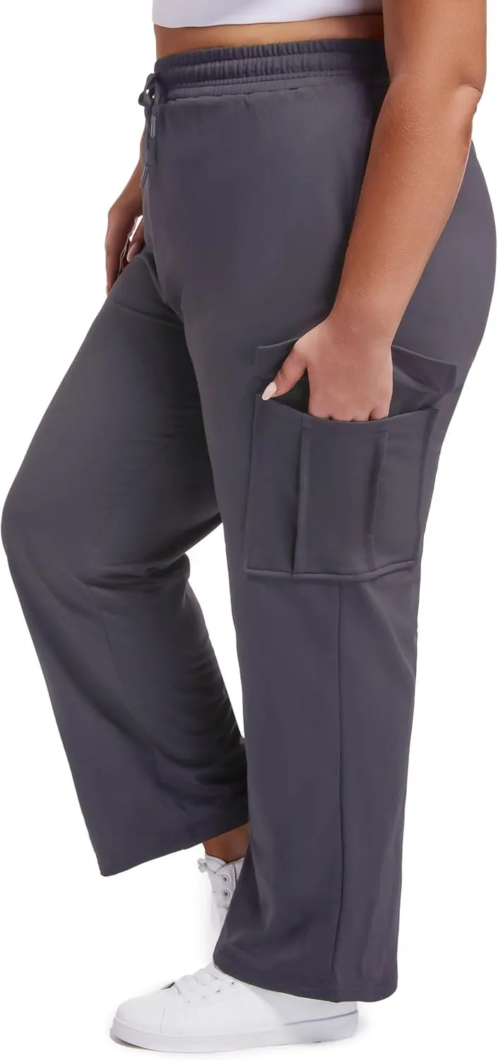 SEKINO Women's Plus Size Cargo Sweatpants Casual Wide Straight Leg Pants Drawstring High Waisted Joggers Pants