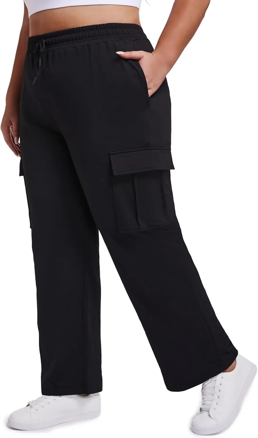 SEKINO Women's Plus Size Cargo Sweatpants Casual Wide Straight Leg Pants Drawstring High Waisted Joggers Pants