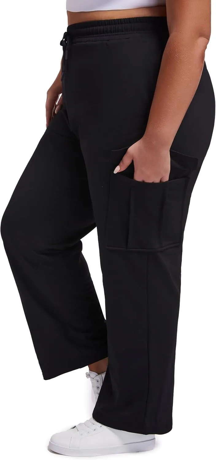 SEKINO Women's Plus Size Cargo Sweatpants Casual Wide Straight Leg Pants Drawstring High Waisted Joggers Pants