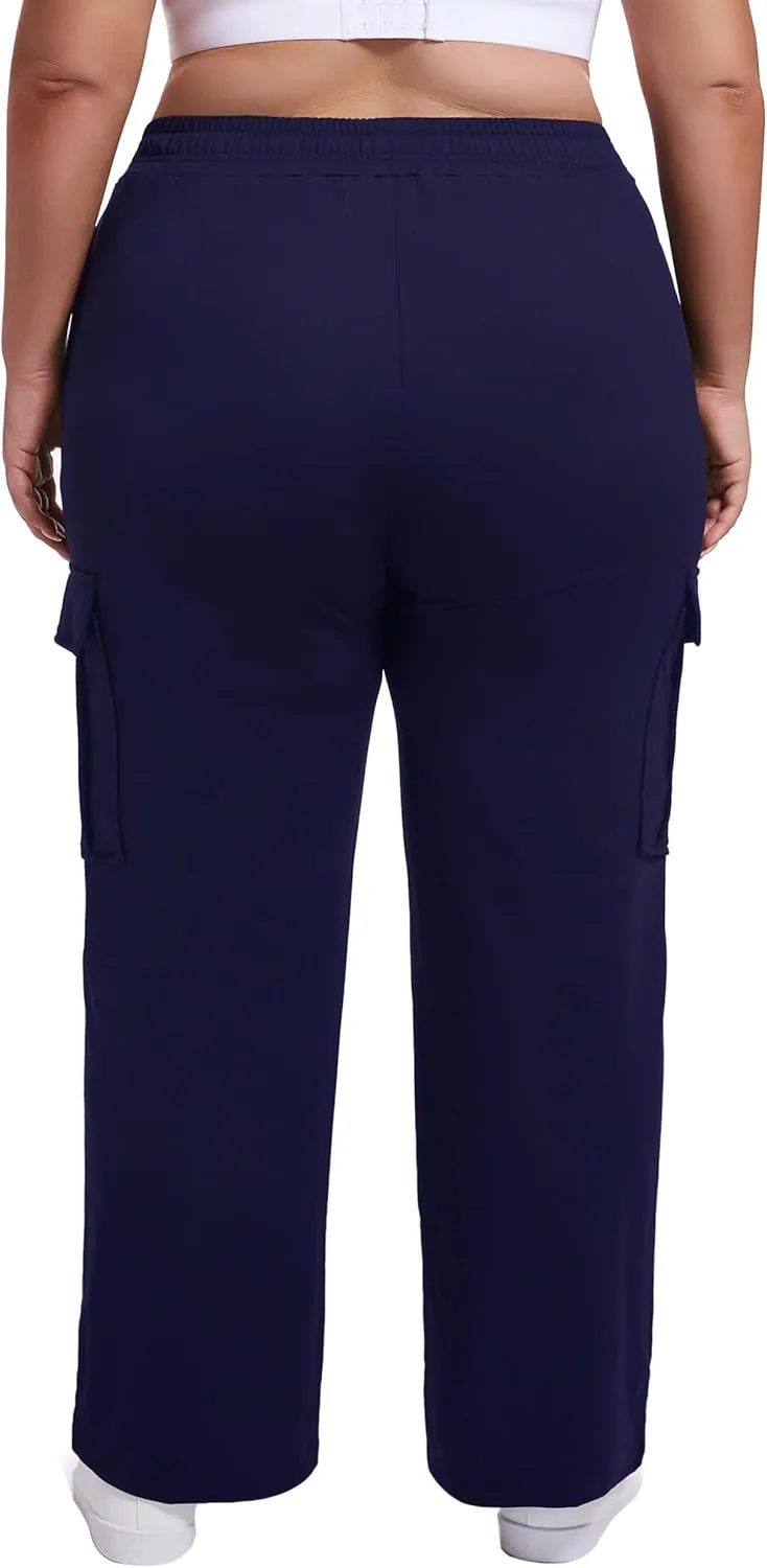 SEKINO Women's Plus Size Cargo Sweatpants Casual Wide Straight Leg Pants Drawstring High Waisted Joggers Pants
