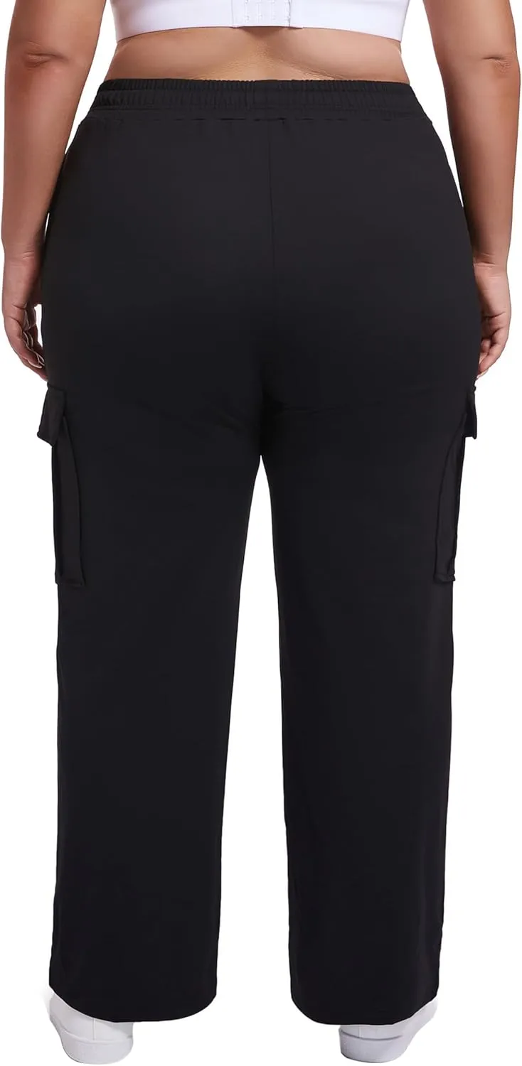 SEKINO Women's Plus Size Cargo Sweatpants Casual Wide Straight Leg Pants Drawstring High Waisted Joggers Pants