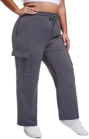 SEKINO Women's Plus Size Cargo Sweatpants Casual Wide Straight Leg Pants Drawstring High Waisted Joggers Pants