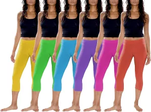 Sexy Basics Womens' Capri Length Skinny Pant Leggings | Ultra Soft Active Stretch Pants | Multi Packs & Colors