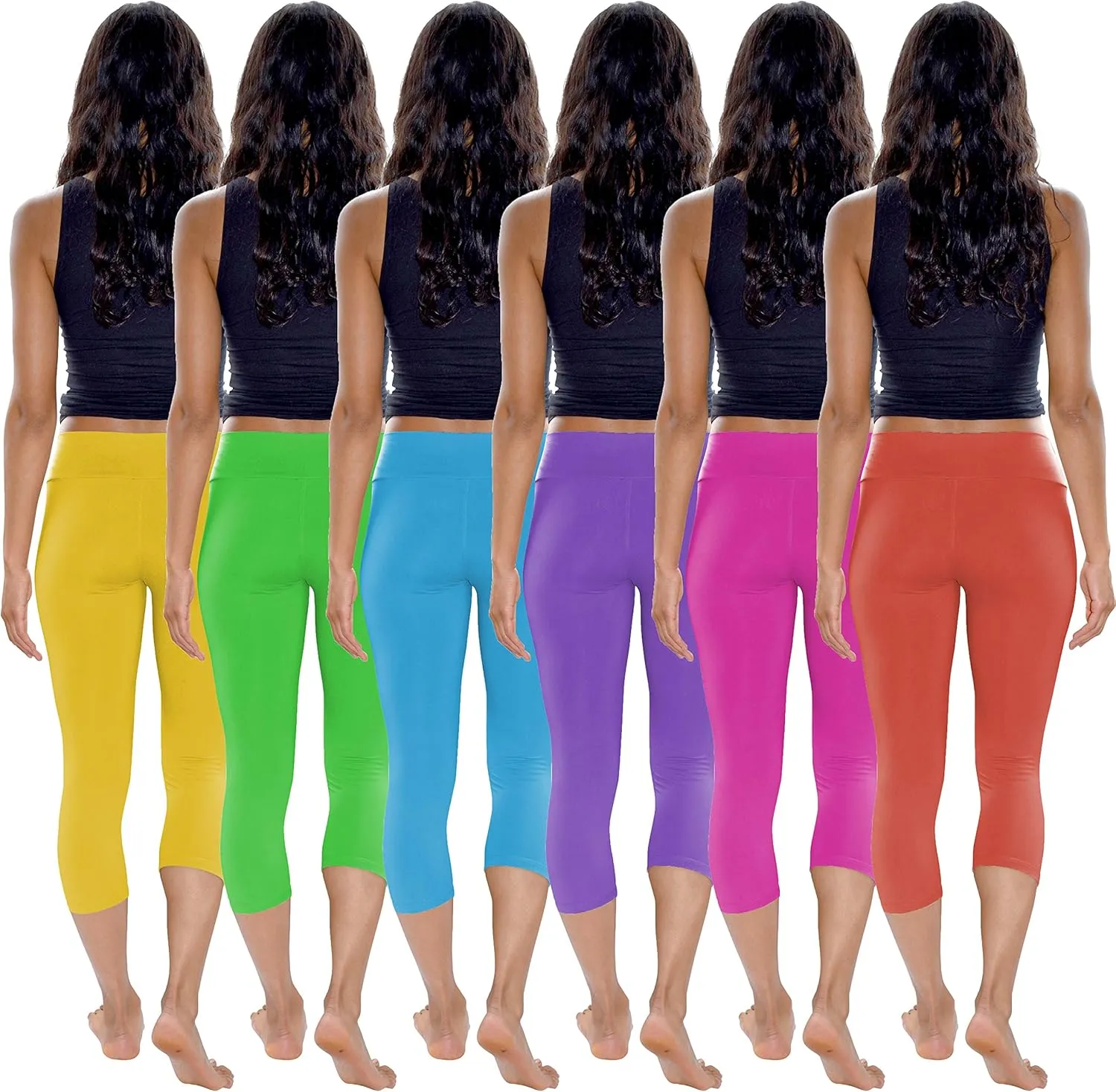 Sexy Basics Womens' Capri Length Skinny Pant Leggings | Ultra Soft Active Stretch Pants | Multi Packs & Colors