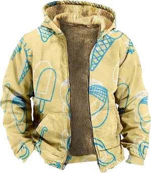 Sherpa Hoodie Men Winter Coat Plus Size Fleece Lined Jacket Hoodie Full Zip Thicken Warm Sweatshirt Outwear